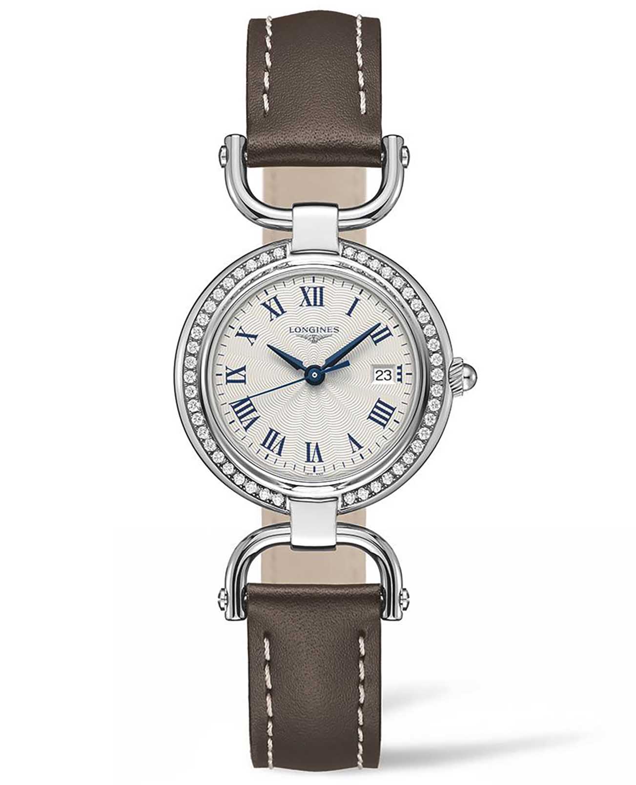 Longines Longines Equestrian Collection L6.131.0.71.2  L61310712 кварцевые женские часы белый циферблат, браслет кожаный — вид спереди